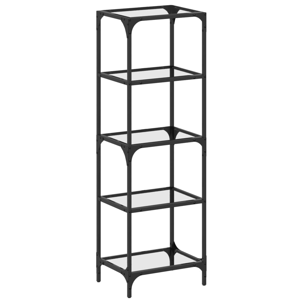 Shelf with glass shelves Black 40x30x123 cm Steel