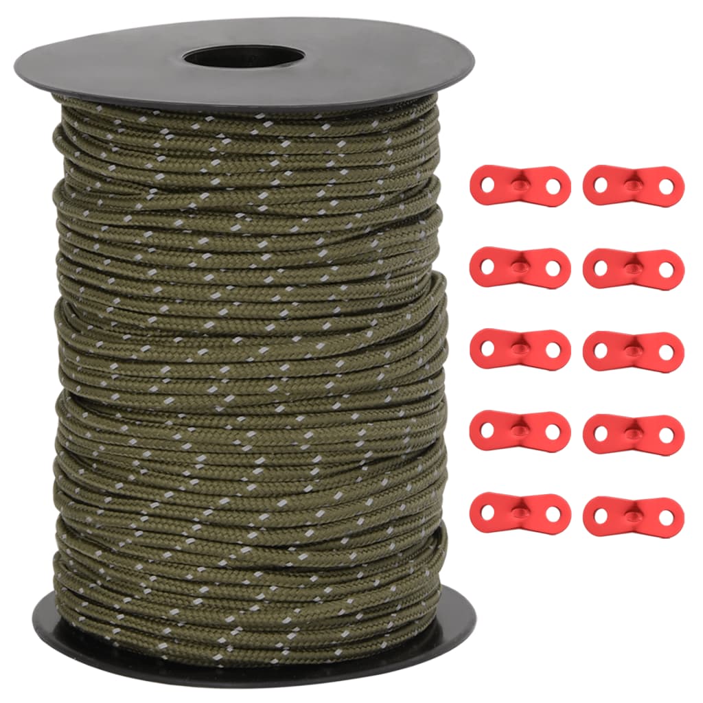 Tent rope reflective with rope tensioners 50 m 3 mm