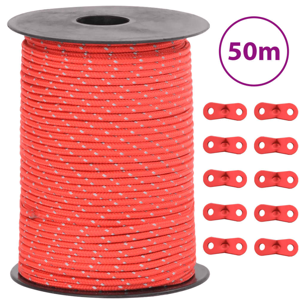Tent rope reflective with rope tensioners 50 m 3 mm