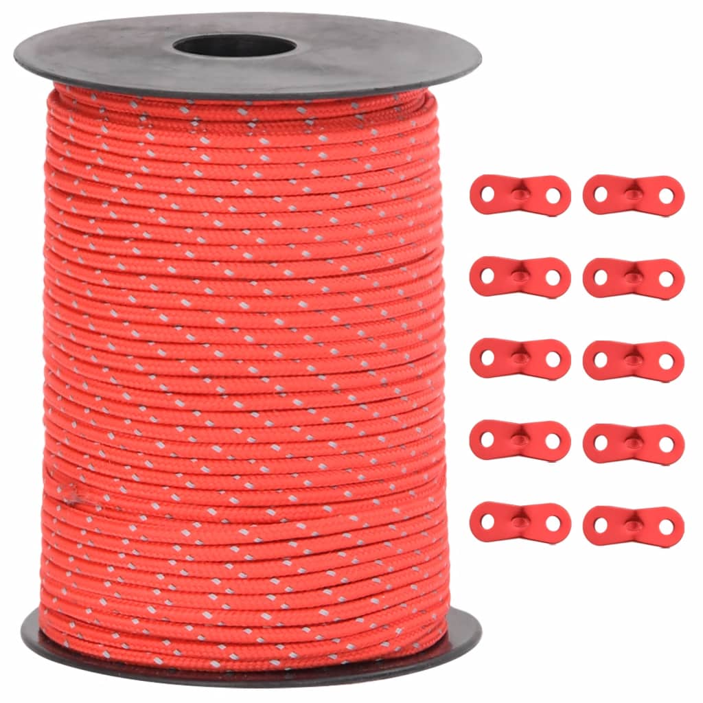 Tent rope reflective with rope tensioners 50 m 3 mm