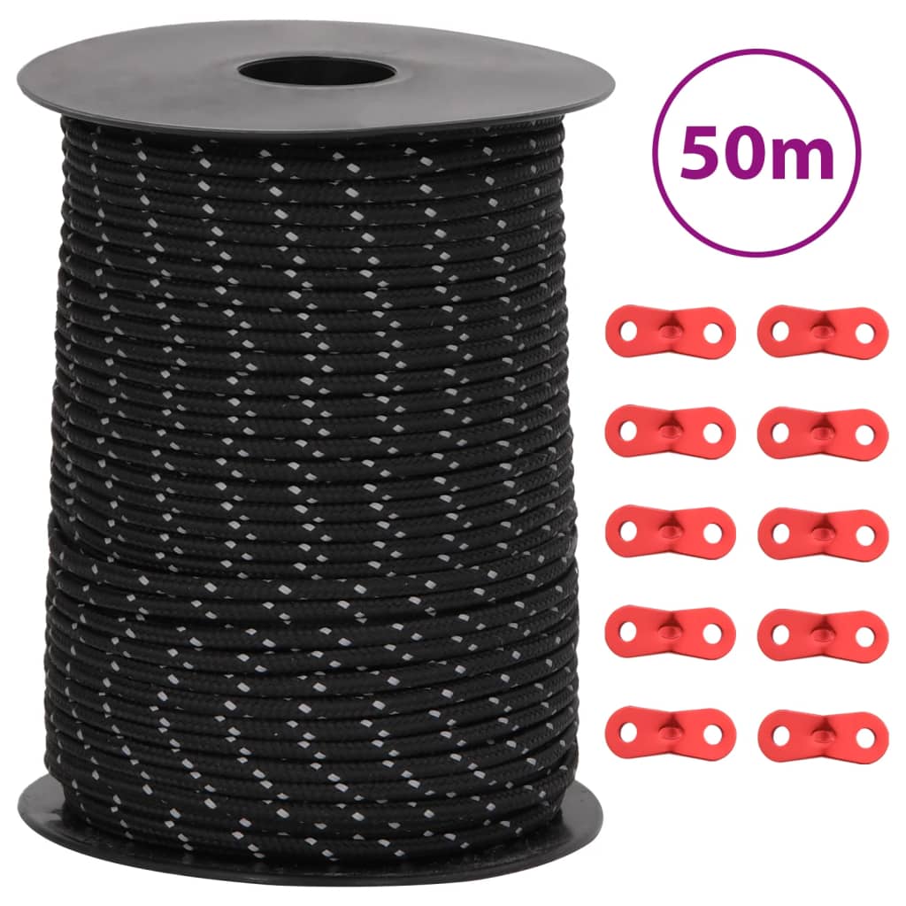 Tent rope reflective with rope tensioners 50 m 3 mm