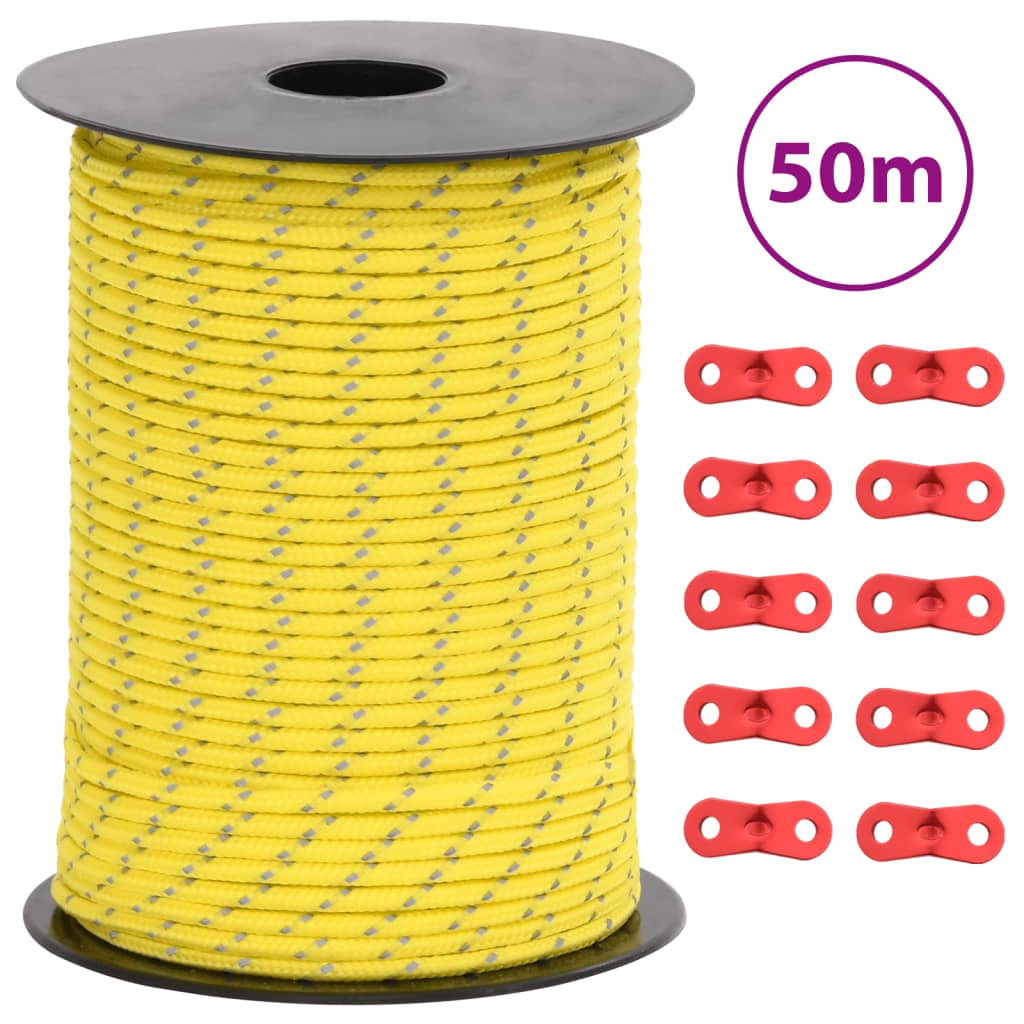 Tent rope reflective with rope tensioners 50 m 3 mm