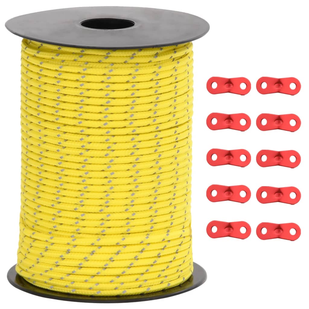 Tent rope reflective with rope tensioners 50 m 3 mm