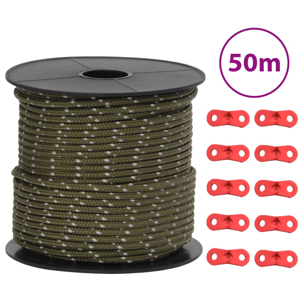 Tent rope reflective with rope tensioners 50 m 4 mm