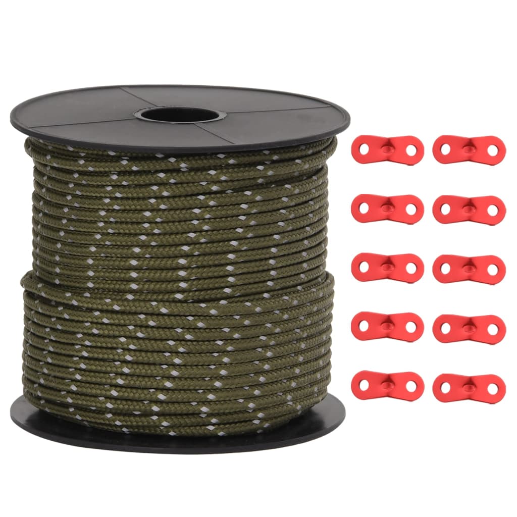 Tent rope reflective with rope tensioners 50 m 4 mm