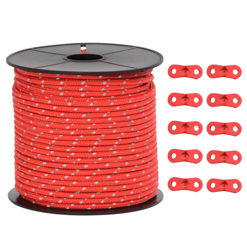 Tent rope reflective with rope tensioners 50 m 4 mm