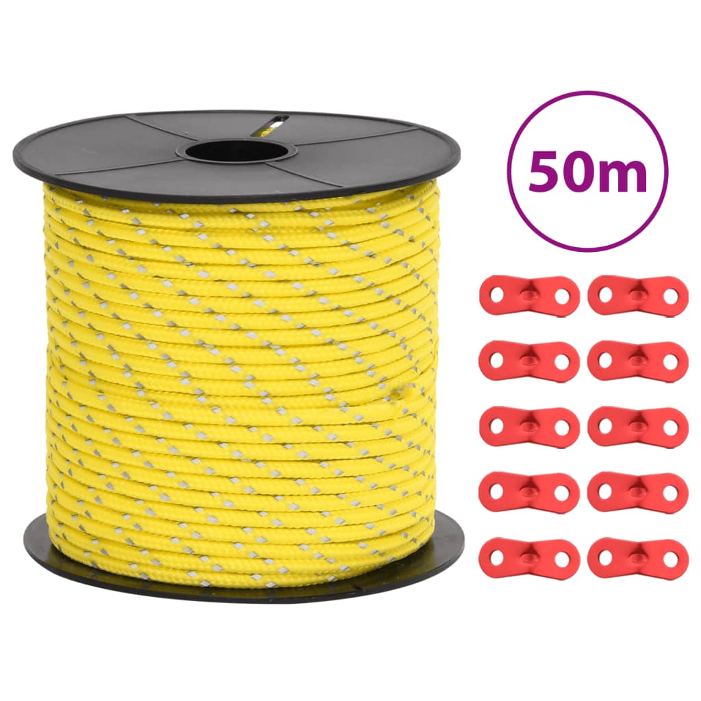Tent rope reflective with rope tensioners 50 m 4 mm