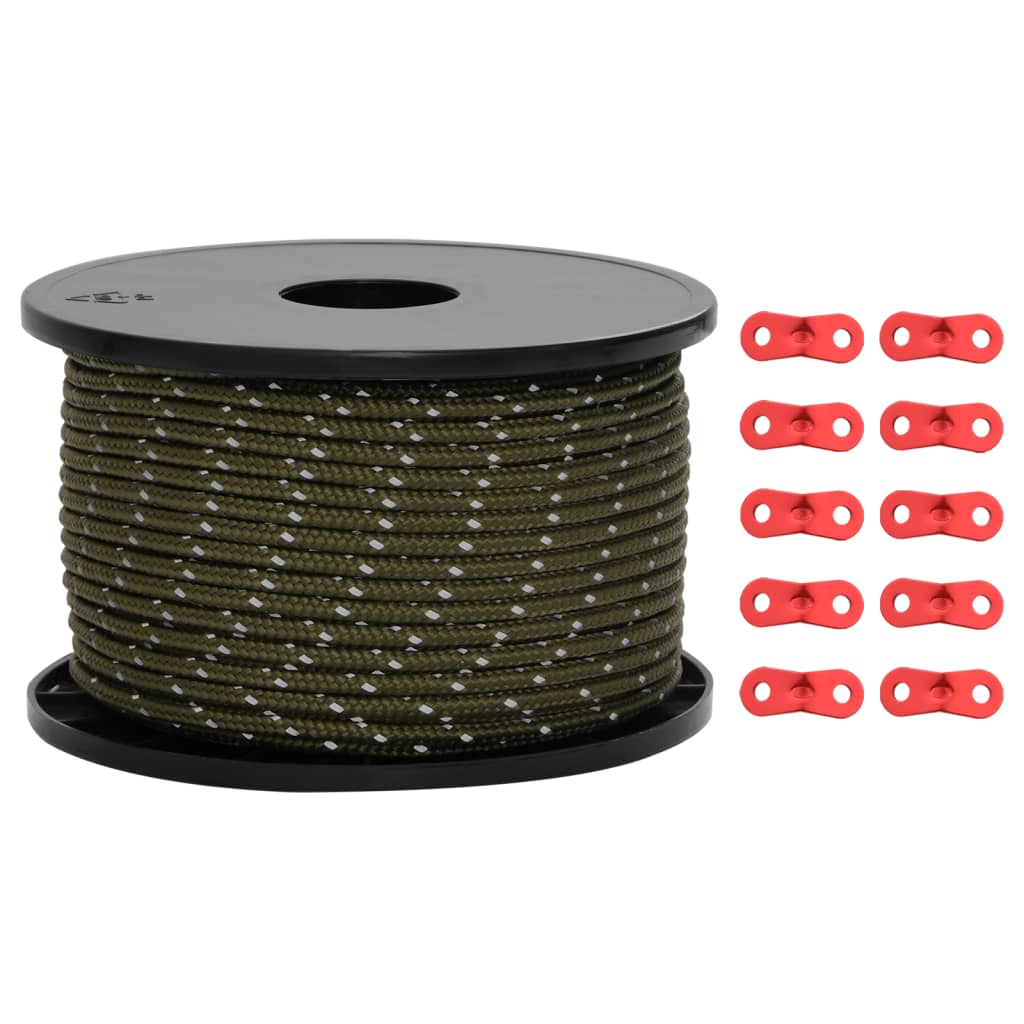 Tent rope reflective with rope tensioners 50 m 5 mm