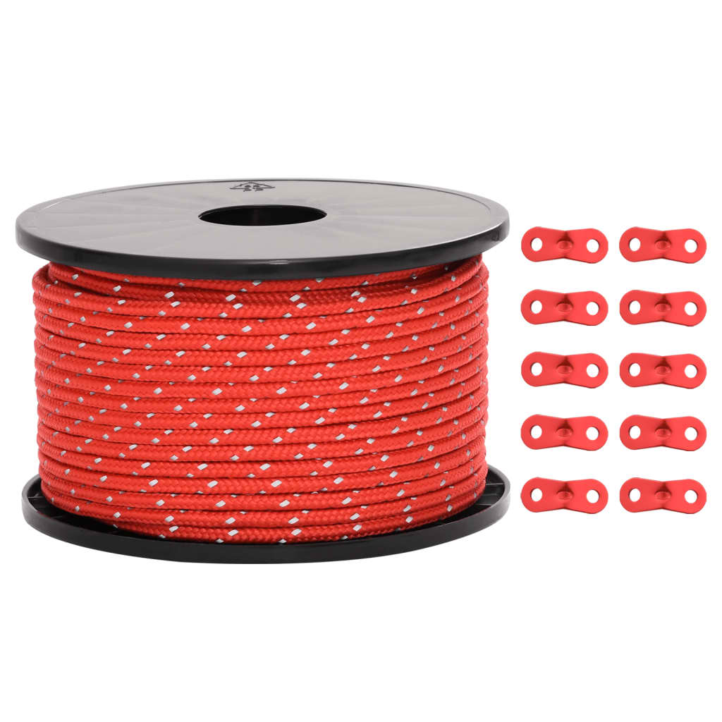 Tent rope reflective with rope tensioners 50 m 5 mm