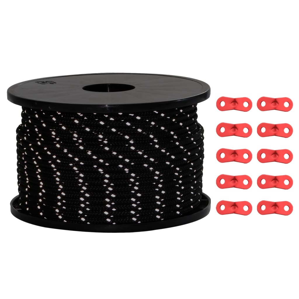 Tent rope reflective with rope tensioners 50 m 5 mm