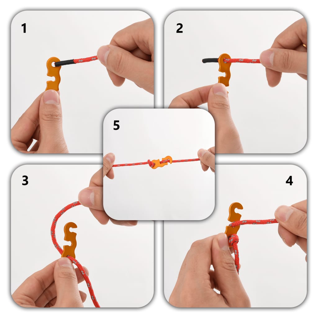 Tent ropes with rope tensioners 8 pcs. Reflective 4 m 4 mm