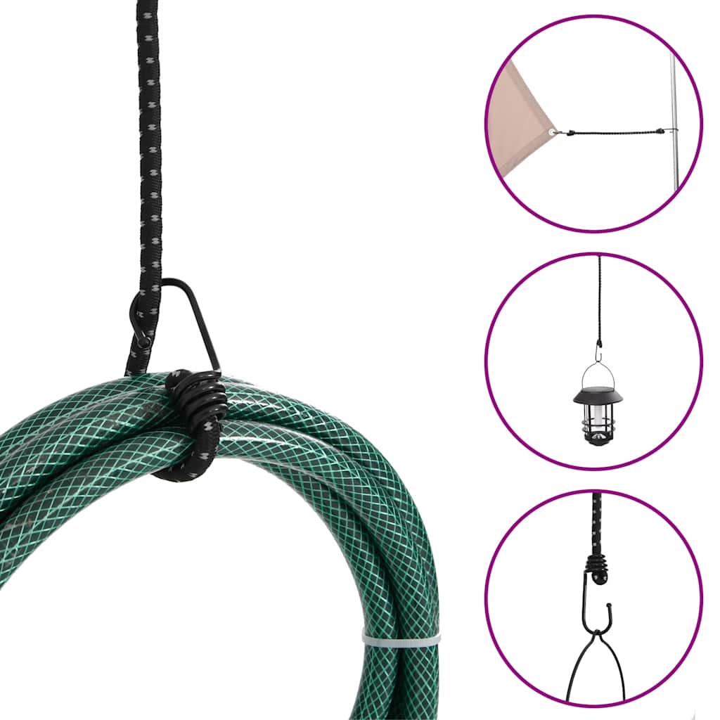Reflective rubber cords with hooks 25 pieces 38 cm