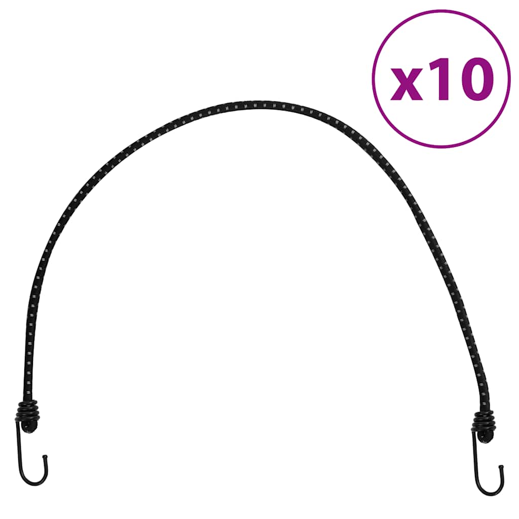 Reflective rubber ropes with hooks 10 pieces 88 cm