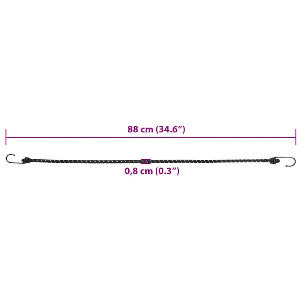 Reflective rubber ropes with hooks 25 pieces 88 cm