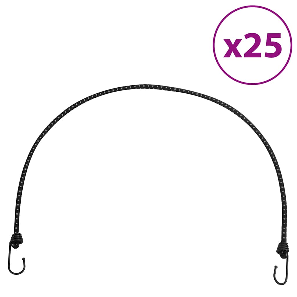 Reflective rubber ropes with hooks 25 pieces 100 cm