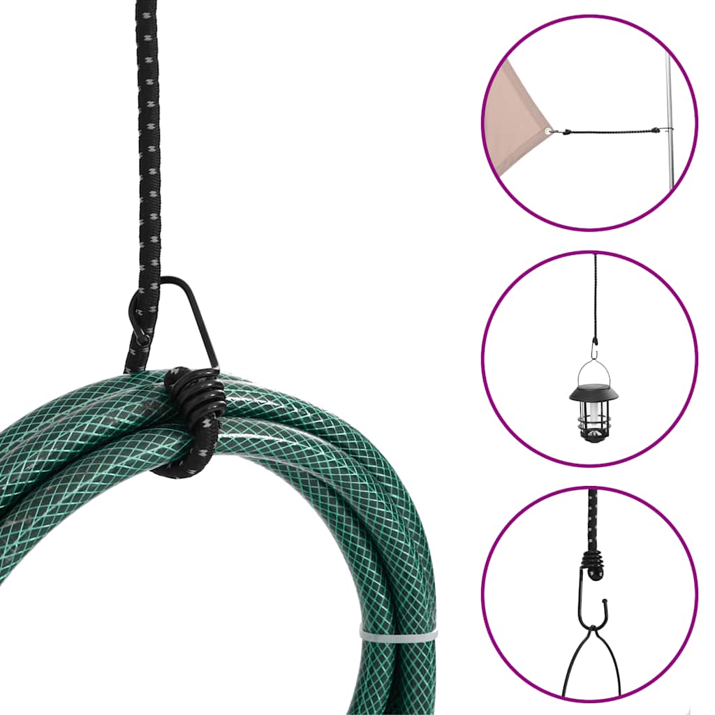 Reflective rubber ropes with hooks 25 pieces 100 cm