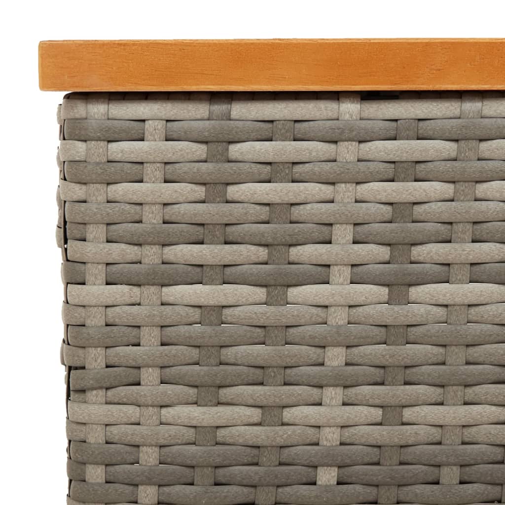 Gartentisch Grau 70x70x25 cm Rattan und Akazienholz