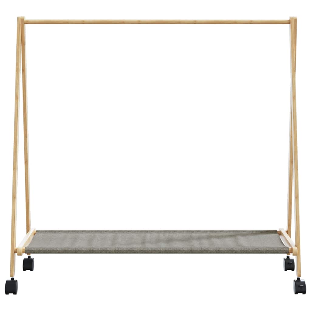 Clothes rack with shelves and wheels 106x34x106.5 cm bamboo
