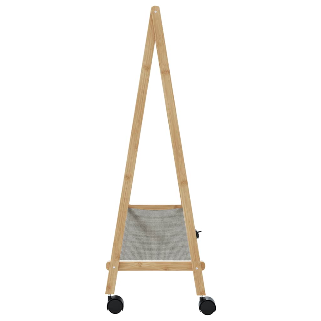 Clothes rack with shelves and wheels 106x34x106.5 cm bamboo