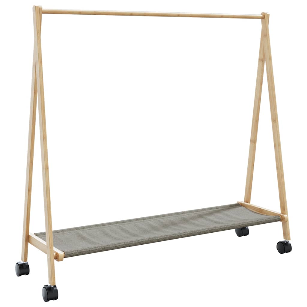 Clothes rack with shelves and wheels 106x34x106.5 cm bamboo