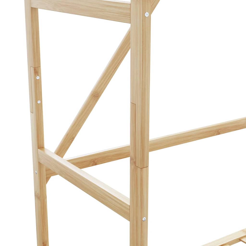 Clothes rack with shelves and wheels 90x40x179.5 cm bamboo