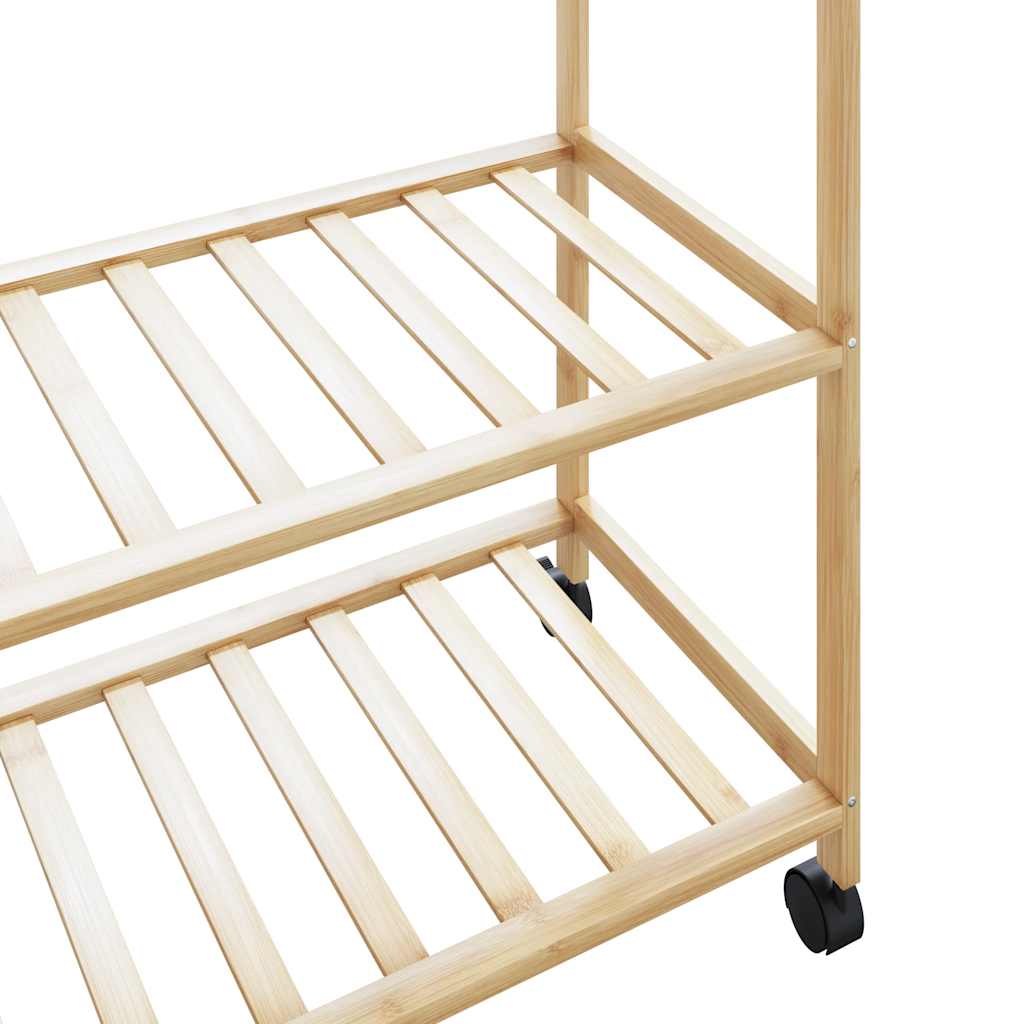 Clothes rack with shelves and wheels 90x40x179.5 cm bamboo