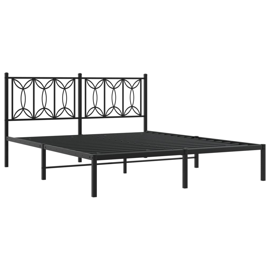 Bettgestell mit Kopfteil Metall Schwarz 160x200 cm
