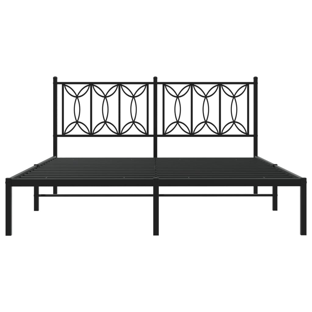 Bettgestell mit Kopfteil Metall Schwarz 160x200 cm
