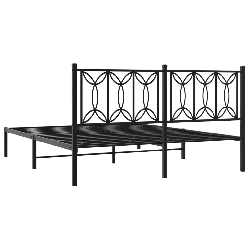 Bettgestell mit Kopfteil Metall Schwarz 160x200 cm