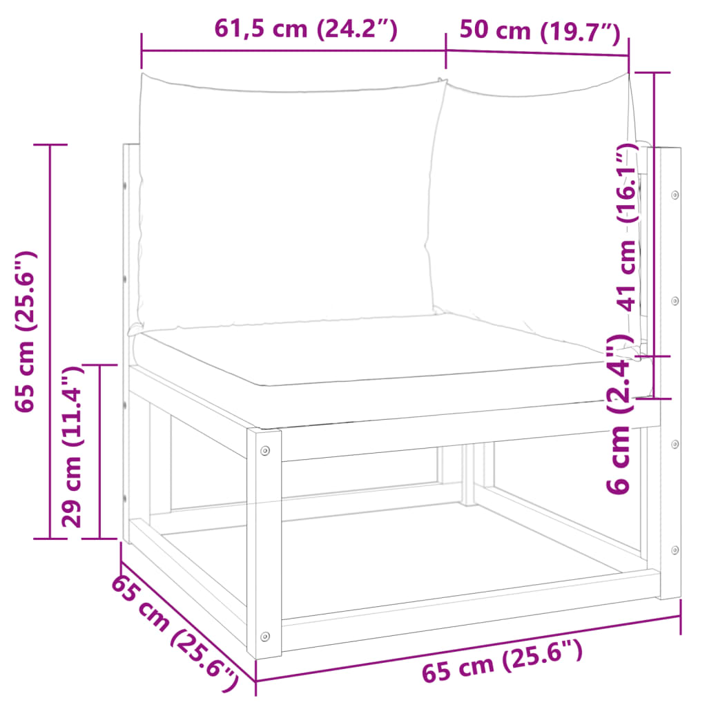 Garden corner sofa with cushions solid acacia wood