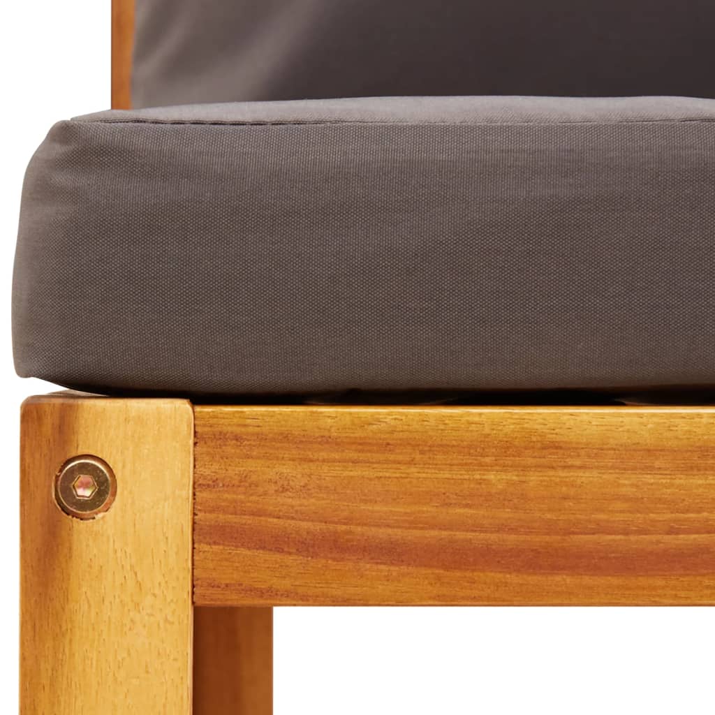 3-tlg. Gartensofa-Set mit Kissen Holz Akazie & Seil