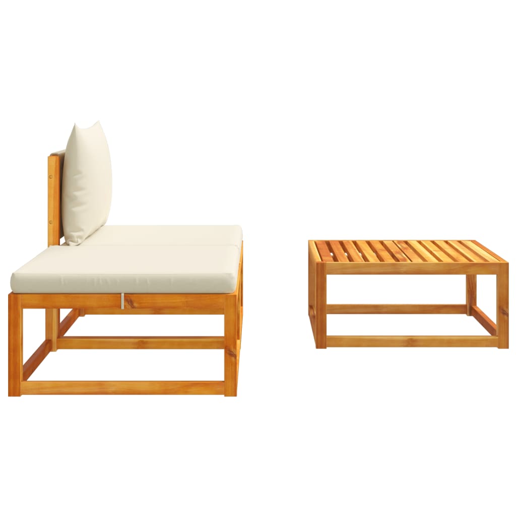 3-tlg. Gartensofa-Set mit Kissen Holz Akazie & Seil