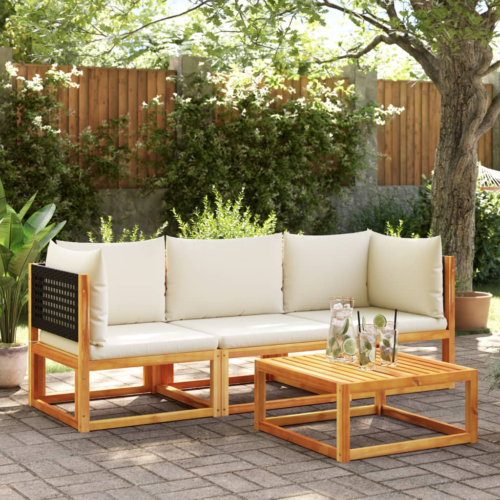 Gartensofa-Ecke mit Kissen Holz Akazie & Rattan