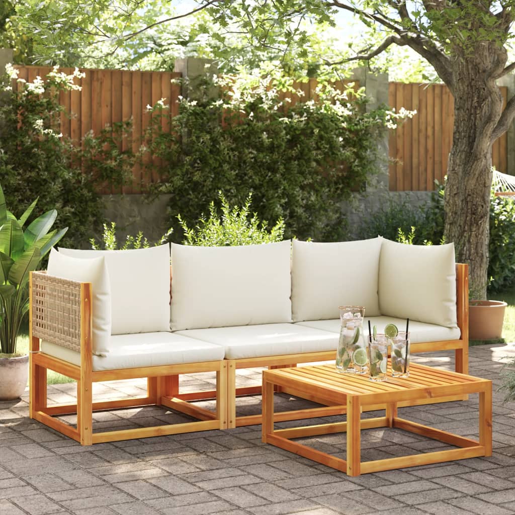 Gartensofa-Ecke mit Kissen Holz Akazie & Rattan