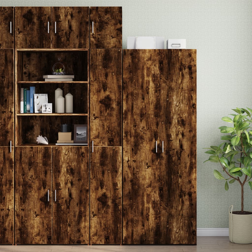 Tall cabinet narrow smoked oak 30x42.5x225 cm wood material