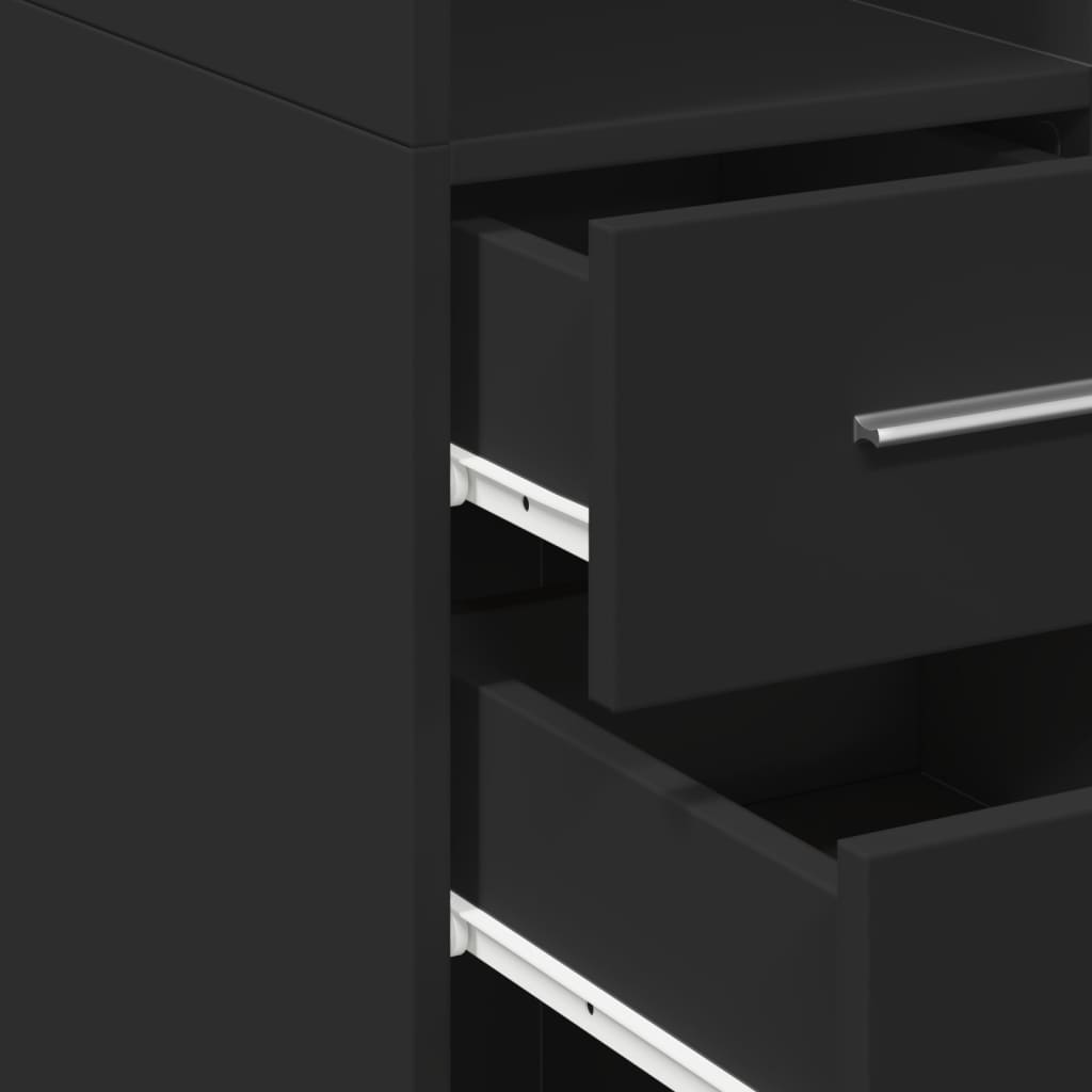 Tall cabinet narrow black 45x42.5x225 cm wood-based material