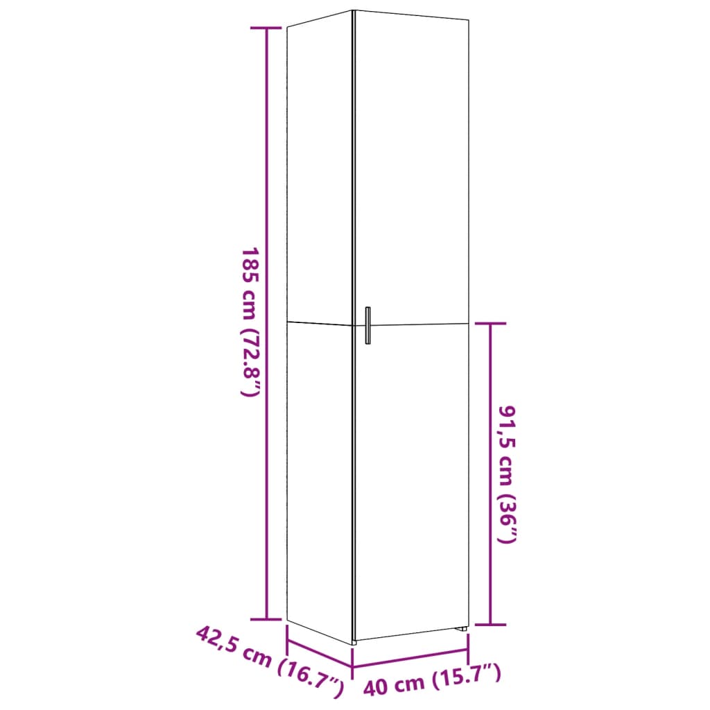 Highboard Betongrau 40x42,5x185 cm Holzwerkstoff