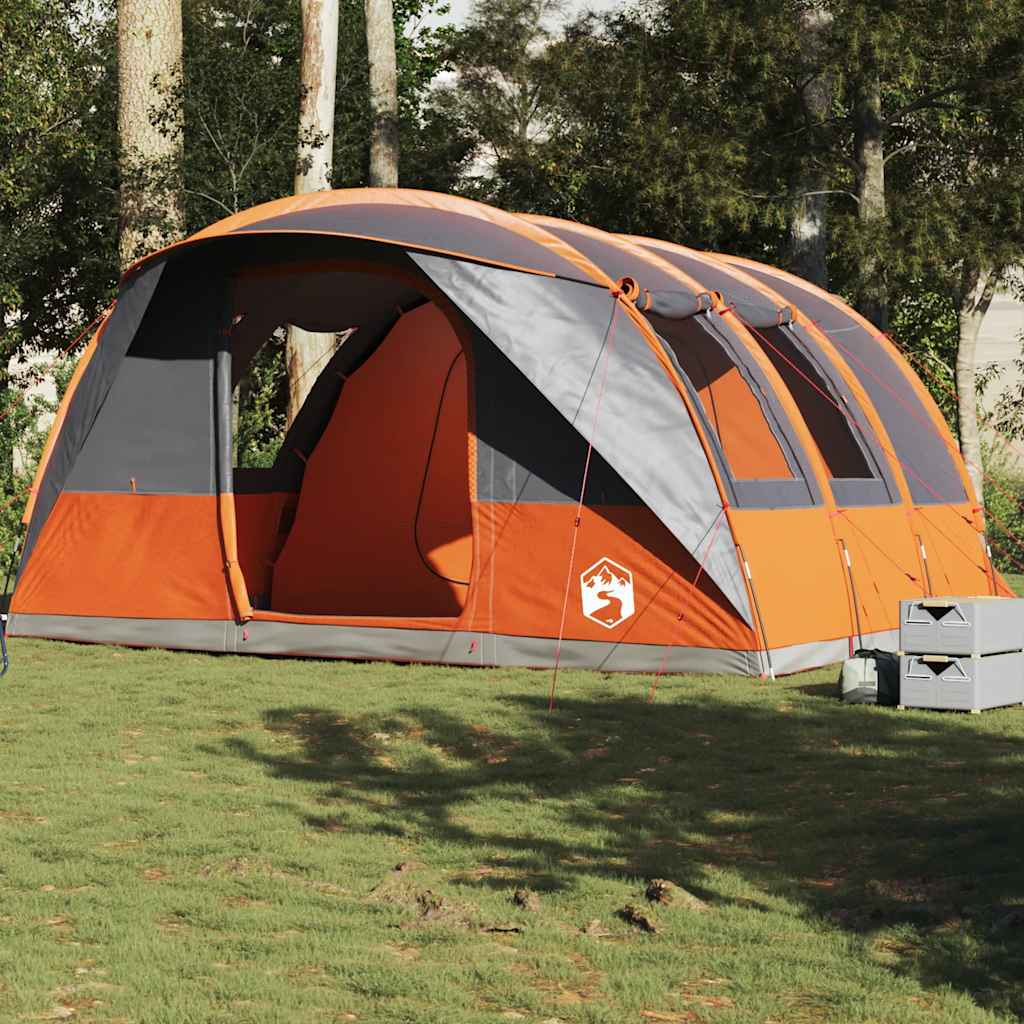 Tunnel Tent 5 Persons Grey and Orange Waterproof