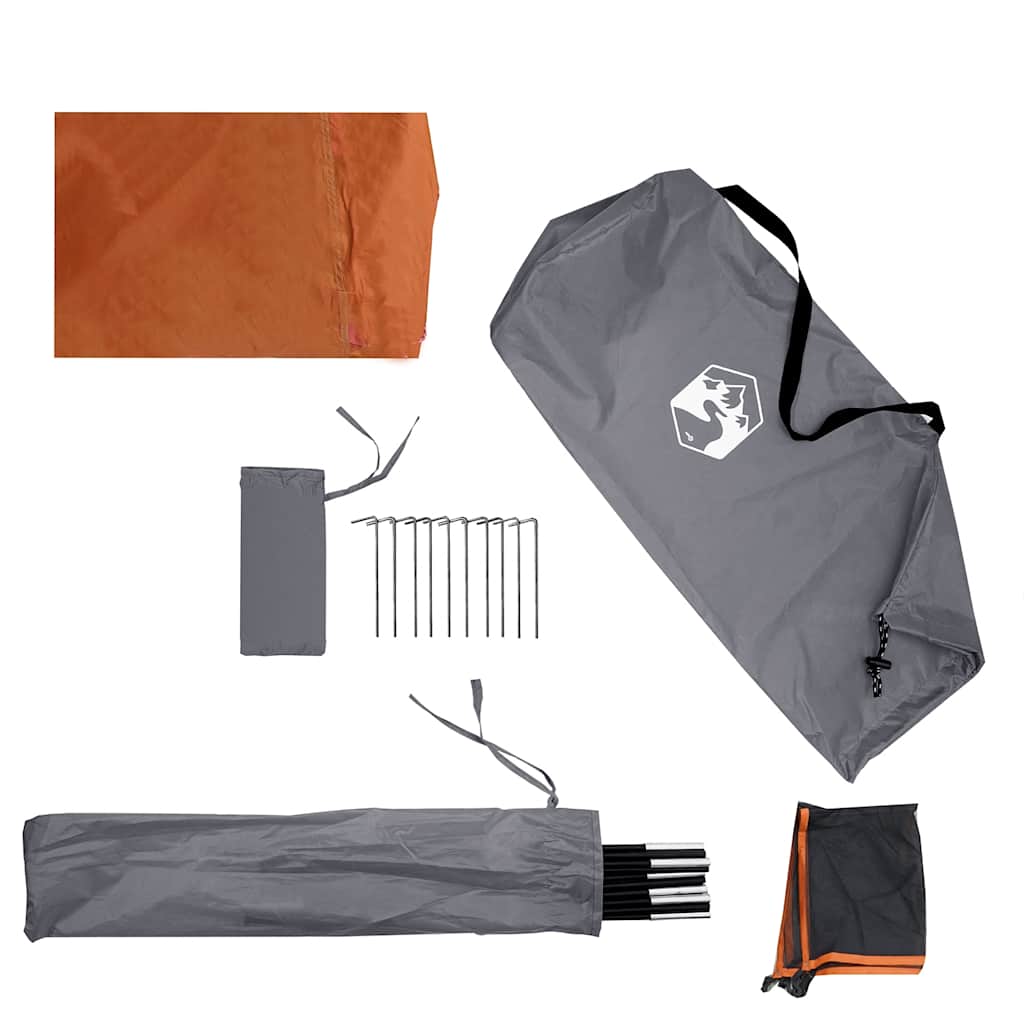 Camping-Windschutz Grau und Orange 510x153 cm Wasserdicht