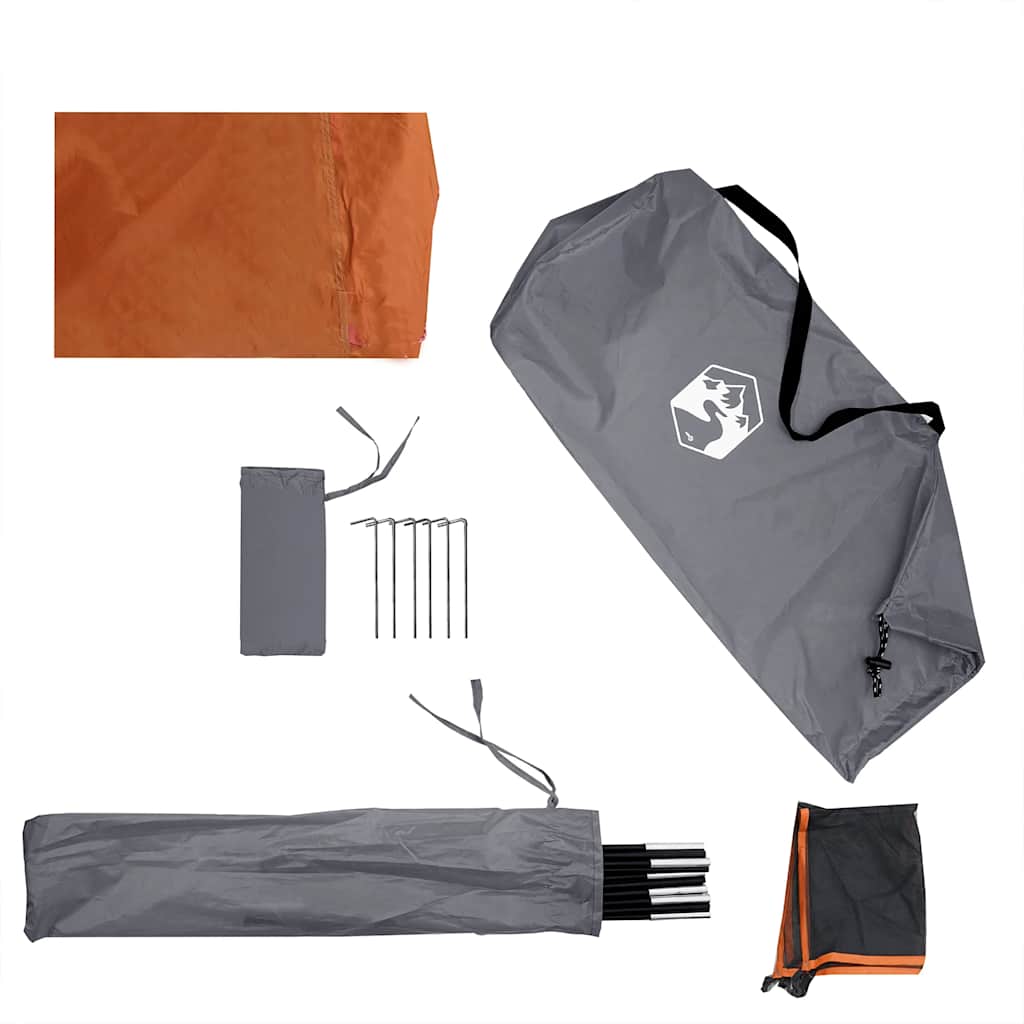 Camping-Windschutz Grau und Orange 340x130 cm Wasserdicht