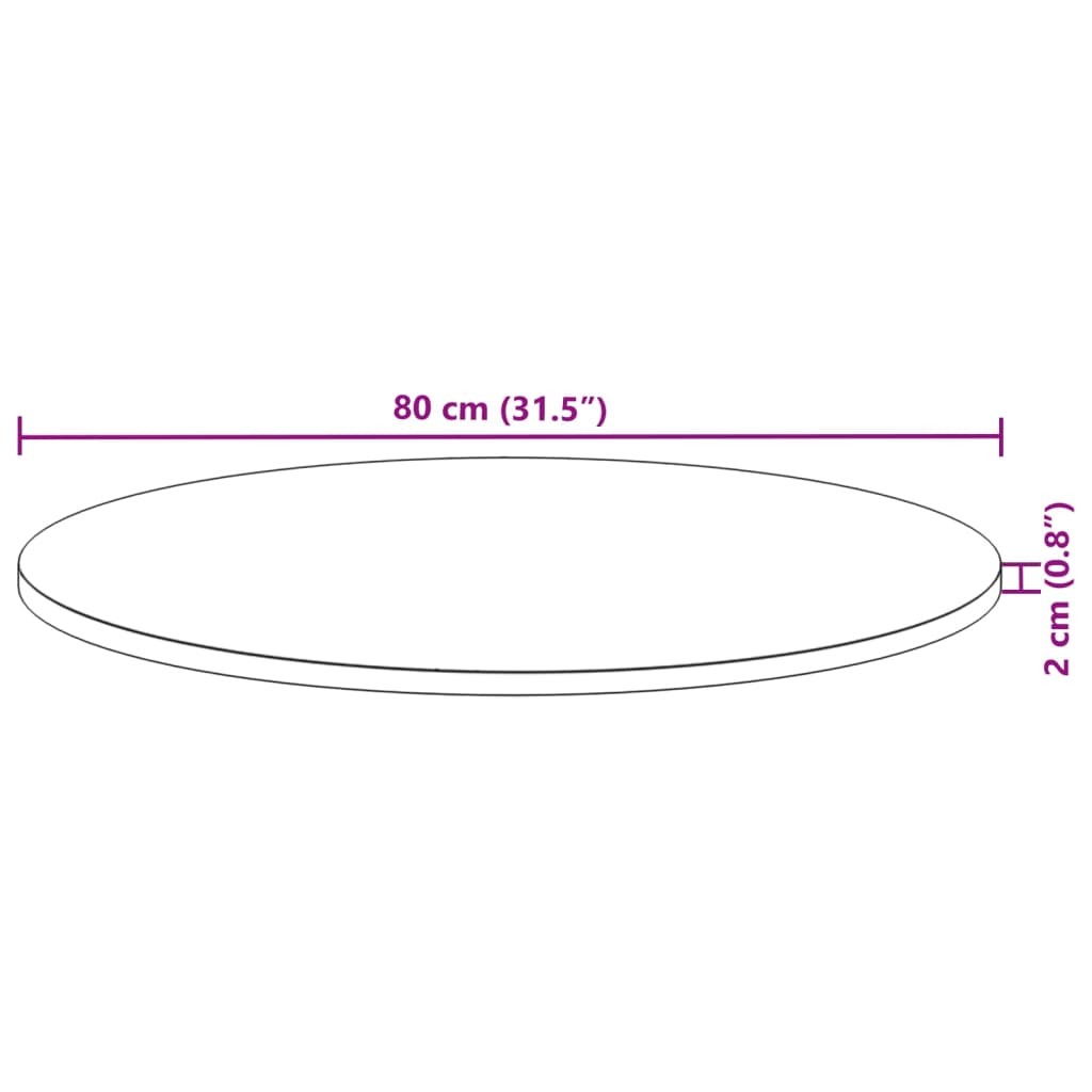 Table top round Ø80x2 cm solid acacia wood