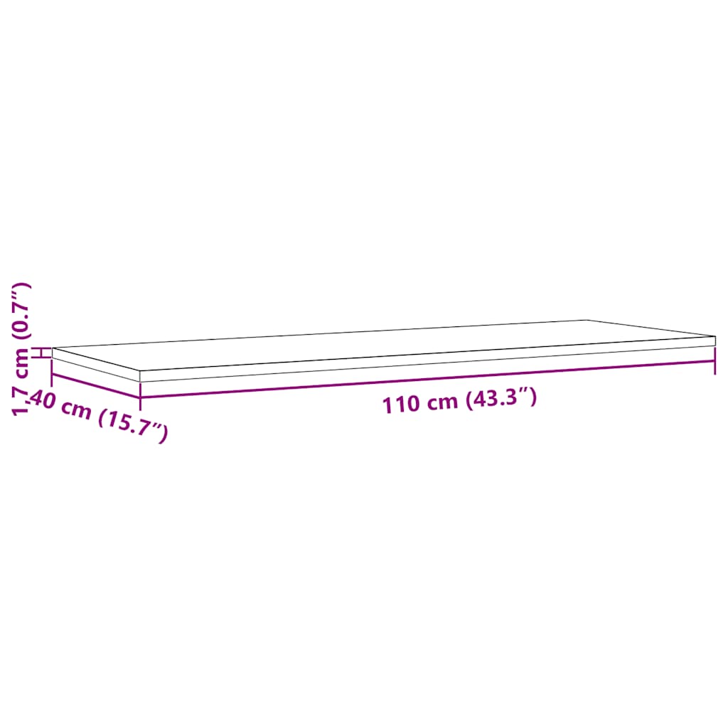 Table top 110x40x1.7 cm Rectangular Solid Pine