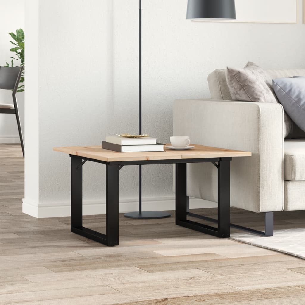 Couchtisch O-Gestell 70x70x40cm Massivholz Kiefer und Stahl
