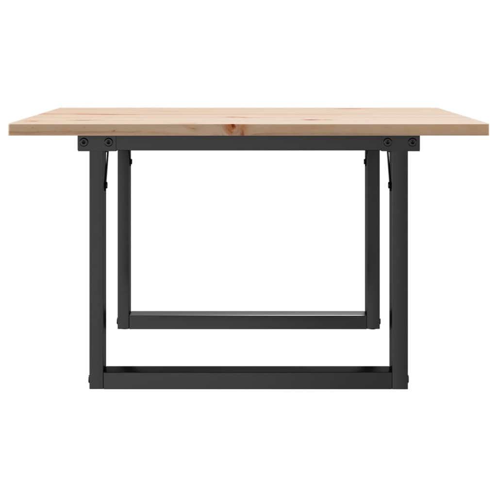 Couchtisch O-Gestell 70x70x40cm Massivholz Kiefer und Stahl