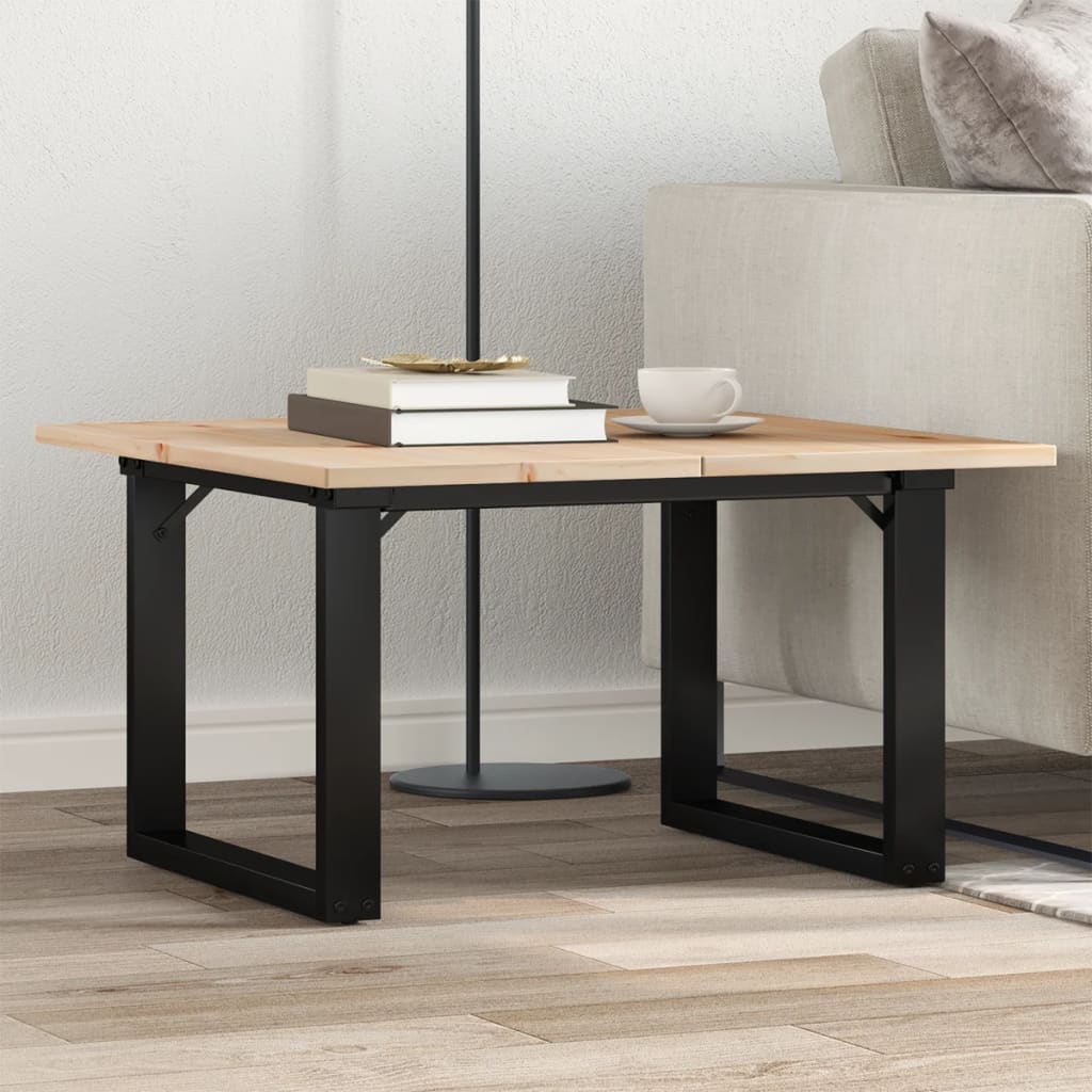Couchtisch O-Gestell 70x70x40cm Massivholz Kiefer und Stahl