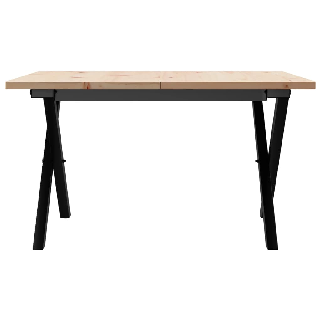 Couchtisch X-Gestell 60x60x40cm Massivholz Kiefer und Stahl