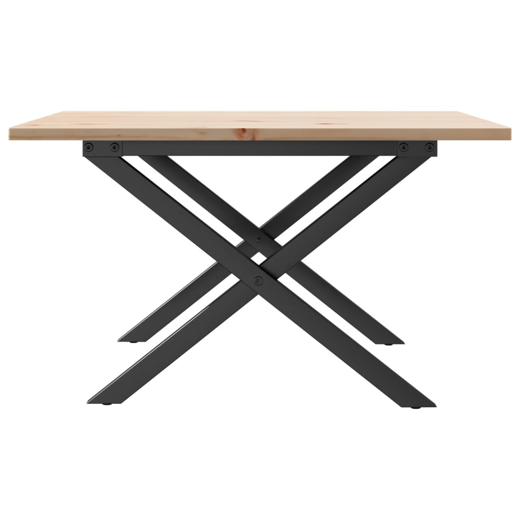 Couchtisch X-Gestell 60x60x40cm Massivholz Kiefer und Stahl