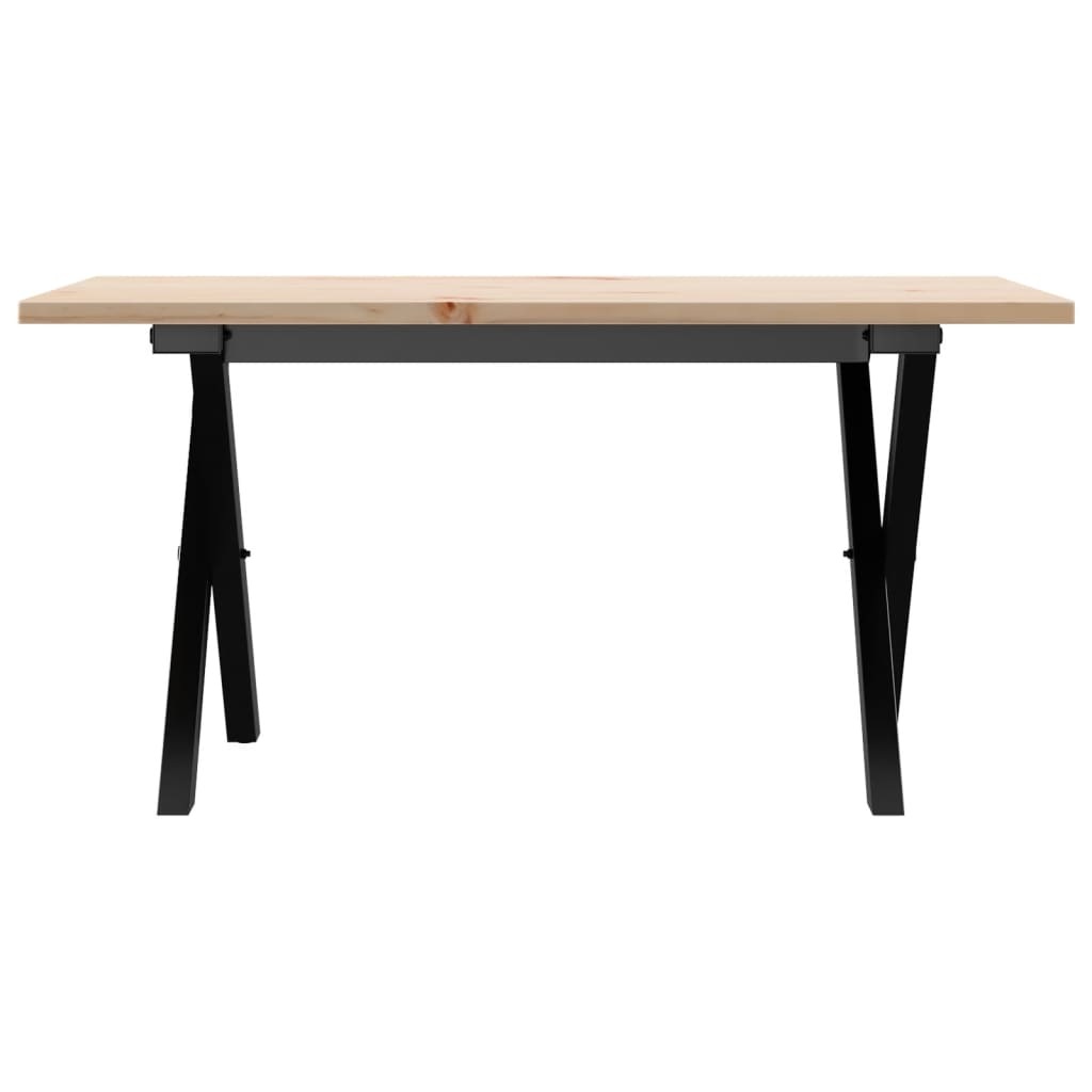 Couchtisch X-Gestell 80x50x40cm Massivholz Kiefer und Stahl