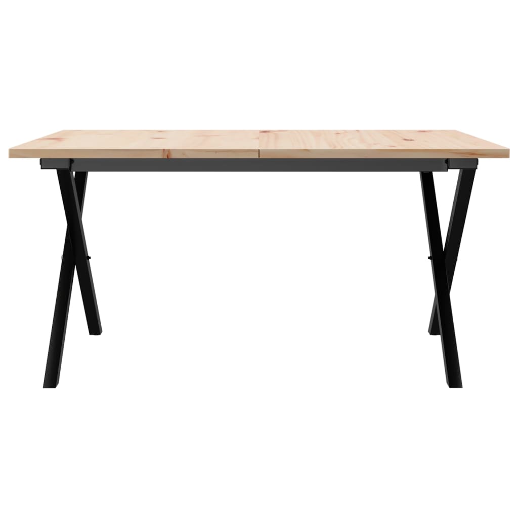 Couchtisch X-Gestell 80x80x45cm Massivholz Kiefer und Stahl