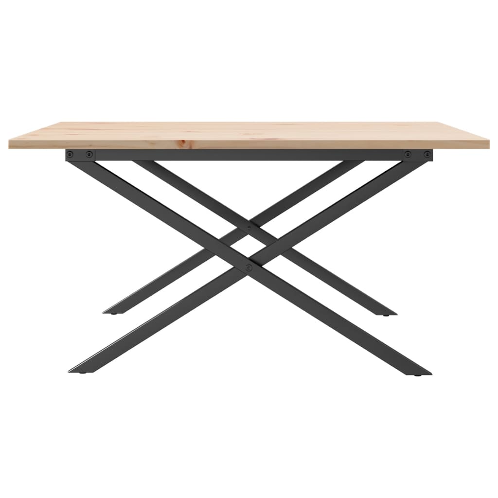 Couchtisch X-Gestell 80x80x45cm Massivholz Kiefer und Stahl